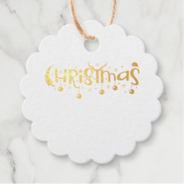 クリスマスボールと〔雄ジカの〕枝角文字 フェイバータグ