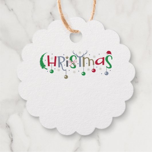 クリスマスボールと〔雄ジカの〕枝角文字 フェイバータグ (裏面)