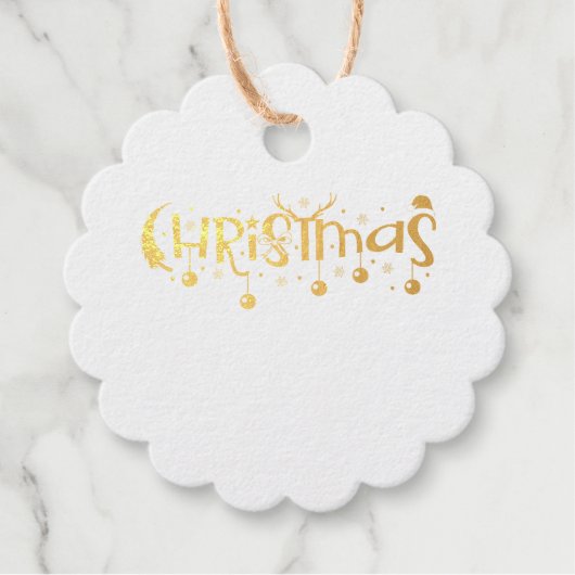 クリスマスボールと〔雄ジカの〕枝角文字 フェイバータグ (正面)