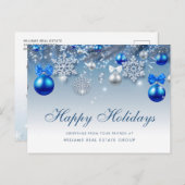 クリスマスボールのグリーティン企業のグ（青） ポストカード (正面/裏面)