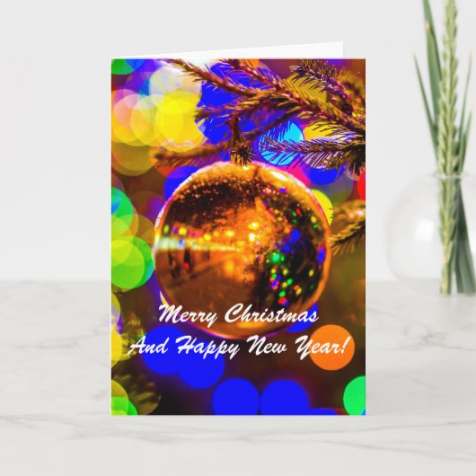 クリスマスボールの背カラフル景 シーズンカード (正面)