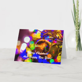 クリスマスボールの背カラフル景 シーズンカード