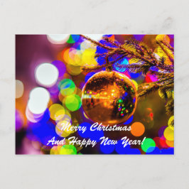 クリスマスボールの背カラフル景 シーズンポストカード