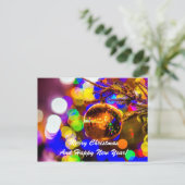 クリスマスボールの背カラフル景 シーズンポストカード (スタンド正面)