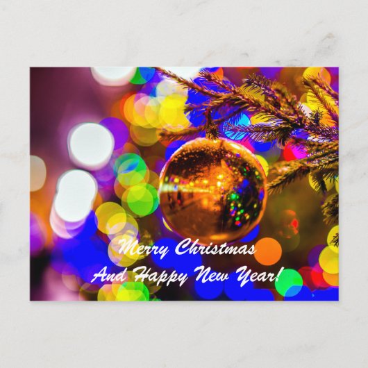 クリスマスボールの背カラフル景 シーズンポストカード (正面)
