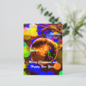 クリスマスボールの背カラフル景 シーズンポストカード (スタンド正面)