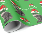 クリスマスボールの背景のクリスマスキャット ラッピングペーパー (ロールコーナー)