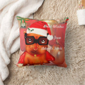 クリスマスボールの背景のクリスマスブルドッグ クッション (ブランケット)