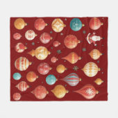 クリスマスボールの装飾 フリースブランケット (正面(横))