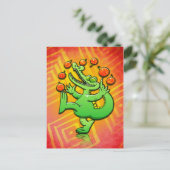 クリスマスボールをジャグリングするクリスマスのワニ シーズンポストカード (スタンド正面)