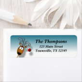 クリスマスボールを使ったトナカイの漫画 ラベル (インサイチュ)