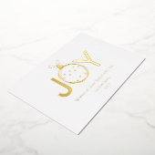 クリスマスボールを様式化した金ゴールドで喜びの願い 箔シーズンカード (回転した状態)