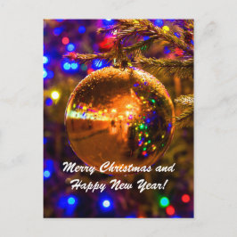 クリスマスボールイエローイルミネーション シーズンポストカード