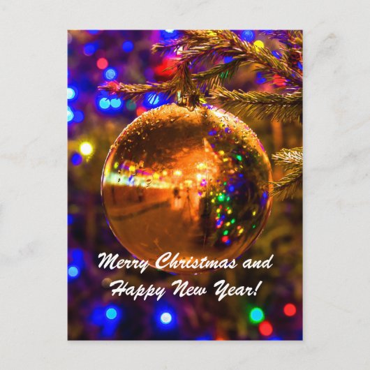 クリスマスボールイエローイルミネーション シーズンポストカード (正面)
