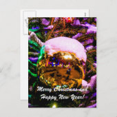 クリスマスボールイエロー シーズンポストカード (正面/裏面)