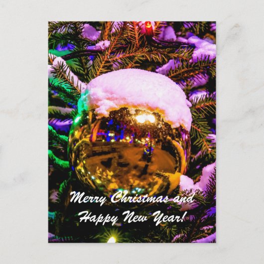 クリスマスボールイエロー シーズンポストカード (正面)