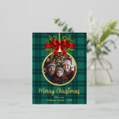 クリスマスボールオーナメントフォトバッファロープレイド 箔シーズンポストカード (立ち正面)