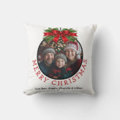 クリスマスボールオーナメントフォトホワイト クッション (正面)