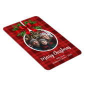 クリスマスボールオーナメントフォトレッドバッファロープレイド マグネット (右側)