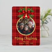 クリスマスボールオーナメントホリーベリーフォトプレイド 箔シーズンカード (立ち正面)