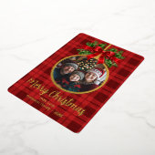 クリスマスボールオーナメントホリーベリーフォトプレイド 箔シーズンカード (回転した状態)