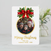 クリスマスボールオーナメントホリーベリーフォトプレイド 箔シーズンカード (立ち正面)