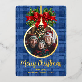 クリスマスボールオーナメントホリーベリーフォトプレイド 箔シーズンカード