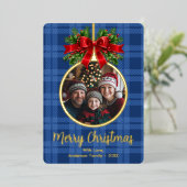 クリスマスボールオーナメントホリーベリーフォトプレイド 箔シーズンカード (立ち正面)