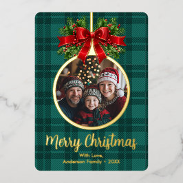 クリスマスボールオーナメントホリーベリーフォトプレイド 箔シーズンカード
