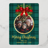 クリスマスボールオーナメントホリーベリーフォトプレイド 箔シーズンカード (正面)