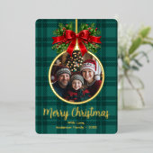 クリスマスボールオーナメントホリーベリーフォトプレイド 箔シーズンカード (立ち正面)