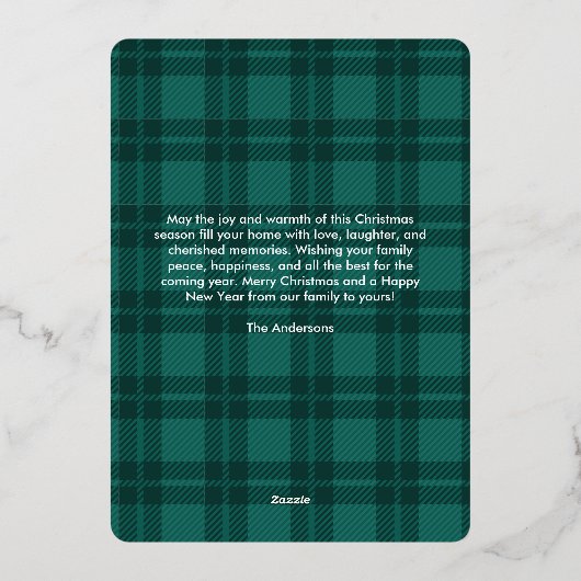 クリスマスボールオーナメントホリーベリーフォトプレイド 箔シーズンカード (裏面)