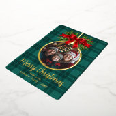 クリスマスボールオーナメントホリーベリーフォトプレイド 箔シーズンカード (回転した状態)