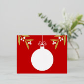 クリスマスボールオーナメントレッドフォイルホリデーポストカード 箔シーズンポストカード (立ち正面)