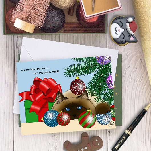 クリスマスボールオーナメント猫 カード