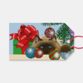 クリスマスボールオーナメント猫 ギフトタグ (正面(横))