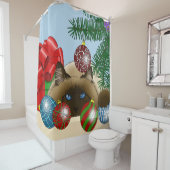 クリスマスボールオーナメント猫 シャワーカーテン (インサイチュ)