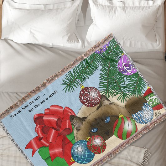 クリスマスボールオーナメント猫 スローブランケット