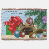 クリスマスボールオーナメント猫 スローブランケット (正面)