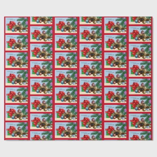 クリスマスボールオーナメント猫 ラッピングペーパー (フラット)