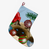 クリスマスボールオーナメント猫 ラージクリスマスストッキング (正面 (吊り時))