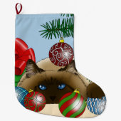 クリスマスボールオーナメント猫 ラージクリスマスストッキング (正面)