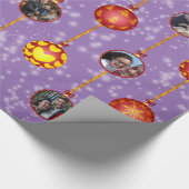 クリスマスボールオーナメント6枚の写真L – 紫 ラッピングペーパー (角)