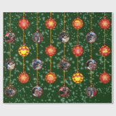 クリスマスボールオーナメント6枚D – 緑 ラッピングペーパー (フラット)