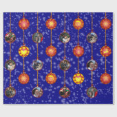 クリスマスボールオーナメント6枚D-Navy ラッピングペーパー (フラット)