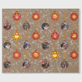 クリスマスボールオーナメント6枚L – オレンジ ラッピングペーパー (フラット)