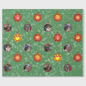 クリスマスボールオーナメント6枚L – 緑 ラッピングペーパー (フラット)