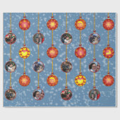 クリスマスボールオーナメント6枚L-Blue ラッピングペーパー (フラット)
