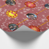 クリスマスボールオーナメント6枚L-Red ラッピングペーパー (角)