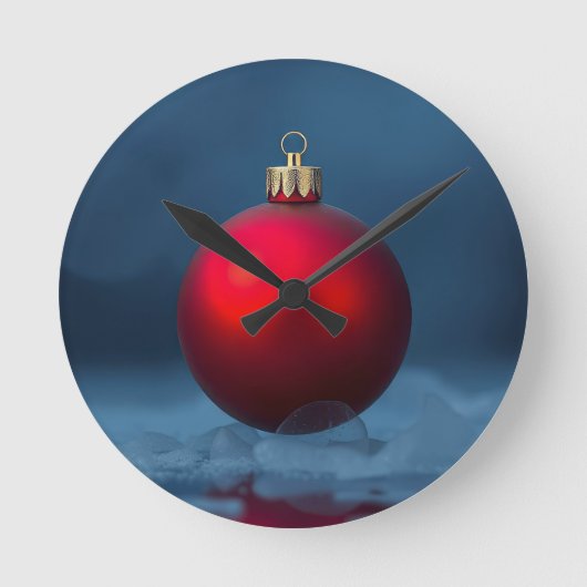 クリスマスボールオーナメント ラウンド壁時計 (正面)